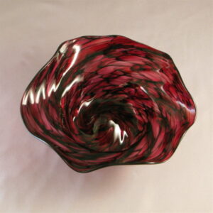 Crinkle Bowl - Small, ruby and black optic twist