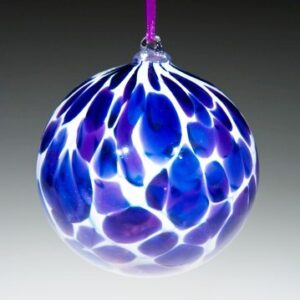 Round Ornaments - White with blue spots