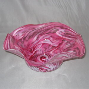 Crinkle Bowl - Small, ruby and white