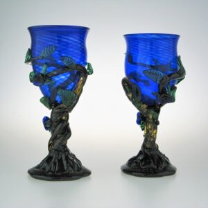 Goblets - Leafy, blue