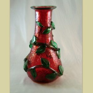 Bottle/Vase - Leafy, ruby