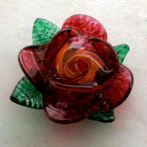 Paperweight - Rose, red with yellow center