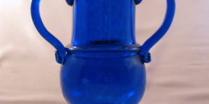 Vase - Early American, blue with handles