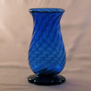 Vase - Early American, blue, optic with lobed foot