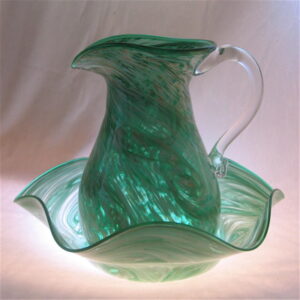 Pitcher and Bowl Set - green and white