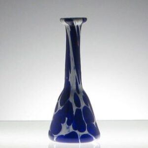 Bottle - narrow, white with cobalt spots
