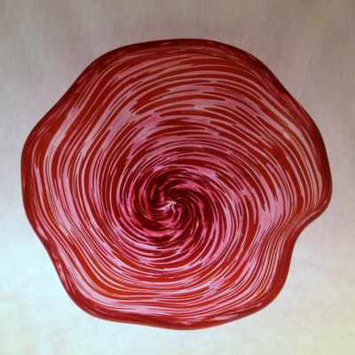 Crinkle Bowl - ruby and white