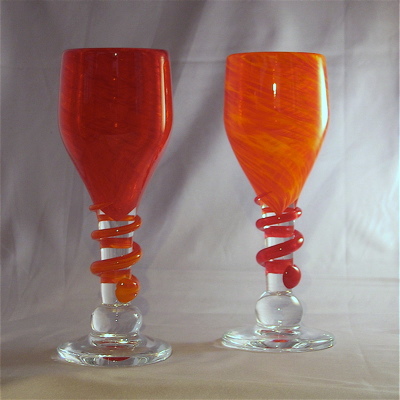 Pair of Orange Goblets with Wraps