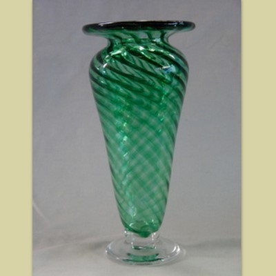 Vase - green with clear foot